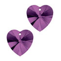 20pcs Top Drilled Valentine Heart Drop Crystal Beads, February Amethyst Birthstone Beads, 10mm, Hole ID 1mm, BB15-2