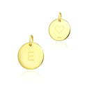 1pc 925 Sterling Silver 12mm Letter E Charm, Real 18K Yellow Gold Plated, Heart Engraved, Name Initial Disc Coin Pendant Drop, SLP-G5