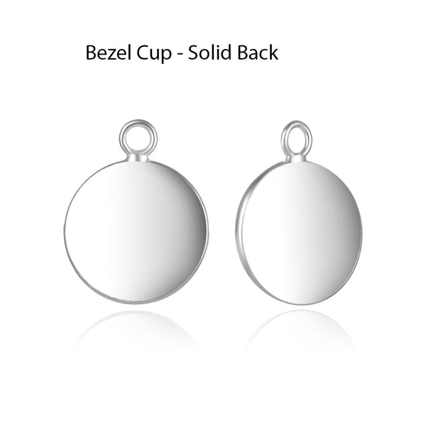 50pcs Bezel Blanks, Pendant Tray Base, Sterling Silver Plated Brass, Inner Bracket Diameter Selections: 6mm/8mm/10mm/12mm