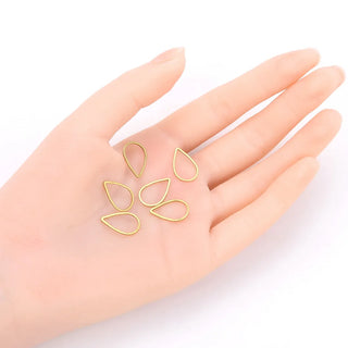 50pcs Raw Brass Teardrop Beading Hoops, Open Back Bezel Frame, Unplated/Uncoated, 0.8mm/20 Gauge, Size Selections: 16mm/22mm/25mm