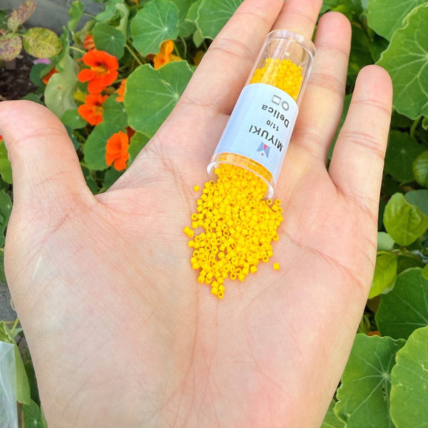 7.5g Miyuki Delica 11/0 Seed Beads, Opaque Canary Yellow DB1132