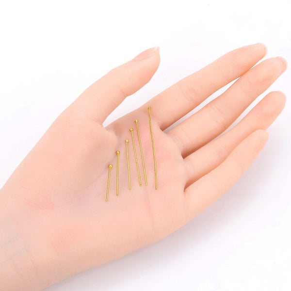 200pcs Raw Brass Ball Head Pins, Unplated/Uncoated, 0.8mm/20 Gauge, Size Selections: 22mm/26mm/30mm/35mm/40mm/50mm