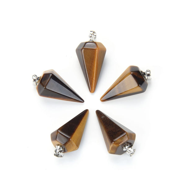 2pcs Natural Golden Yellow Tiger Eye Gemstone Pendant Drops, 25mm, G2P-M1