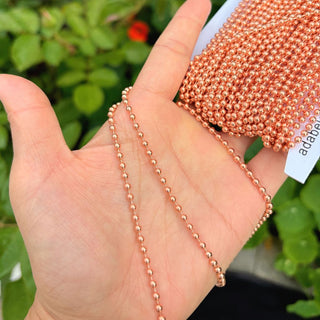 33 Feet Beaded Round Ball Copper Chain, Bright Coppery, 3mm Large Strong