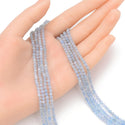Natural Blue Aquamarine Gemstone Tiny Small Faceted Round Beads, 3mm, Hole ID 0.6mm, 15 Inch/1 Strand, GK3-8