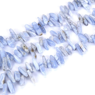 Natural Blue Lace Agate Gemstone Stick Point Beads, Irregular, 7mm-23mm Long, Hole ID 1mm 1 Strand/15 Inch, GZ5-24