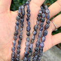Natural Iolite Dichroite Gemstone Oval Tumbled Pebble Beads, Irregular, 6mm to 8mm, Hole ID 1mm, 15 Inch/1 Strand, GZ11-66