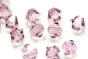 100pcs Preciosa Small Faceted Bicone Crystal Beads, Light Amethyst, 4mm, Hole ID 0.9mm, Pre-B441