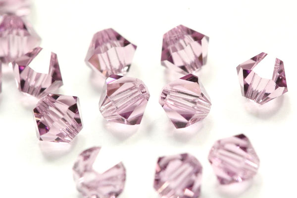50pcs Preciosa Faceted Bicone Crystal Beads, Light Purple Amethyst, 6mm, Hole ID 1mm, Pre-B641
