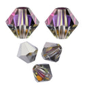 100pcs Preciosa Faceted Bicone Crystal Beads, Crystal Volcano (Silver Purple Orange Metallic), 4mm, Hole ID 0.9mm, Pre-B457