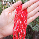 500pcs Creative Club Faceted Bicone Crystal Glass Beads, Coral red, 4mm (0.16 Inch) Small Tiny, Hole ID 0.9mm, CCB435