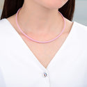 1pc Braided Pink Leather Cord Necklace, Sterling Silver Clasp, 3mm Diameter, Length Selections: 16 inch/18 inch