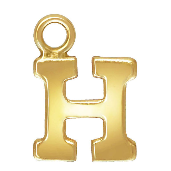1pc Real 1/20 14K Gold Filled Letter H, Small Alphabet Charm Drop, 5.6x5.7mm, JK12-A8