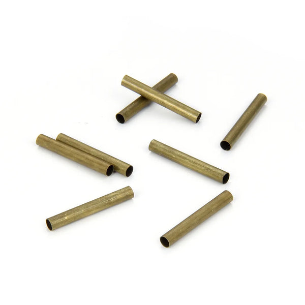 100pcs Smooth 20mm Tube Beads, Antique Bronze Plated Brass, Tarnish Resistant, Hole ID Selections: 1.5mm/2.4mm