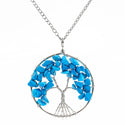 1pc Tree of Life Prosperity Necklace, Natural Blue Howlite Imitation Turquoise Gemstone Pendant, 26 inch Surgical Stainless Steel Chain, GGP9-6