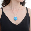 1pc You Are My Only Love Necklace, Natural Blue Howlite Imitation Turquoise Gemstone Large Heart Pendant, 18 Inch Surgical Stainless Steel Chain, GGP8-4