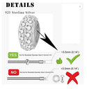 1pc 925 Sterling Silver Rubber Charm Holder Cubic Zirconia Diamond Bead Stopper, Compatible with Pandora All Other 3mm Charm Bracelet, EC27-E4