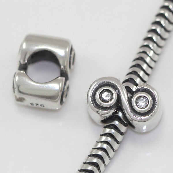 1pc Real 925 Sterling Silver Charm, April Birthstone Bead, Cubic Zirconia CZ Clear Gemstone, Compatible with Pandora all Other Charm Bracelets, EC412