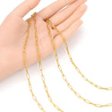 16.5 Feet Tarnish Resistant Paperclip Cable Chain Link, 24K Yellow Gold Plated, Long Lasting, Size Selections: 6.7x2.3mm, 7.4x3.4mm, 9.6x3.5mm