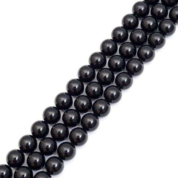 AAA Grade Natural Shell Pearl Round Beads, Freshwater Mother Of Pearl Nacre, Jet Black, 1 Strand/15 Inch, Size Selections: 4mm/6mm/8mm
