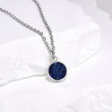 1pc Natural Druzy Crystal Pendant Necklace, Purple Blue Round Disc Drop Small Tiny Gemstone Pendant, 18 inch Stainless Steel Surgical Chain, GGP21-6