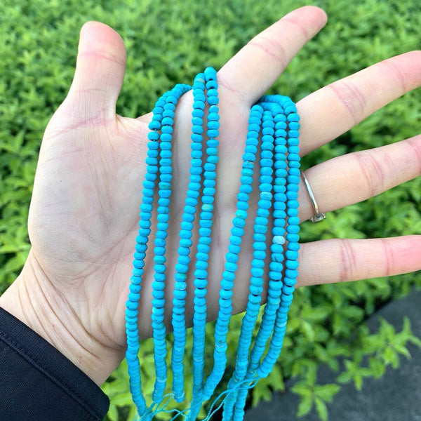 Natural Turquoise Blue Quartz Gemstone Faceted Rondelle Beads, 4x2mm/Small, Hole ID 0.9mm, 14 Inch/1 Strand, GH1R-12