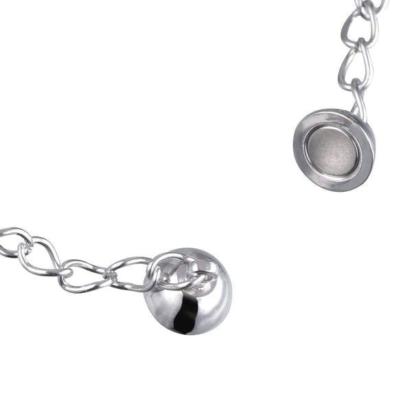 1pc 925 Sterling Silver Round Ball Magnetic Clasp, Tarnish Resistant Rhodium Plated, 8mm, SS55-3