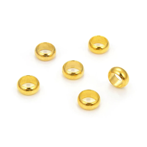 50pcs Large Hole Rondelle Ring Beads, 18K Yellow Gold Plated Brass, 9mm, Hole ID 5mm, CF107-G