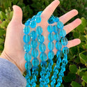 50pcs Creative Club Faceted Flat Oval Crystal Beads, Aquamarine Blue, 16x12mm/Large, Hole ID 1.1mm, CCO-10