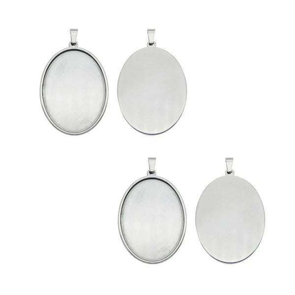 10pcs 304 Stainless Steel 25x18mm Oval Bezel Cup Settings