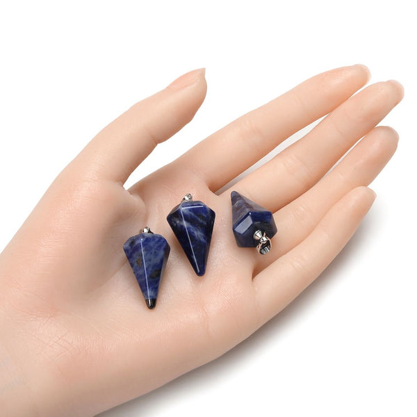 2pcs Natural Blue Sodalite Gemstone Pendant Drops, 25mm, G2P-M7