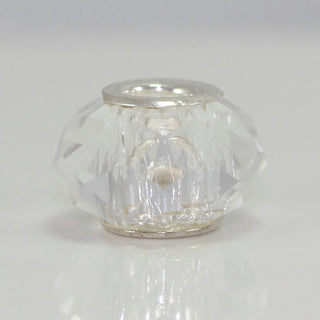 Solid 925 Sterling Silver April Birthstone Bead Crystal Clear