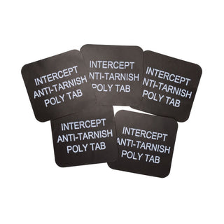 100pcs Anti Tarnish Black Poly Tabs Strips, 1 Inch, with Logo, for Jewelry Protection & Gold Silver Platinum Metal Tarnish Prevention, JK-AT2