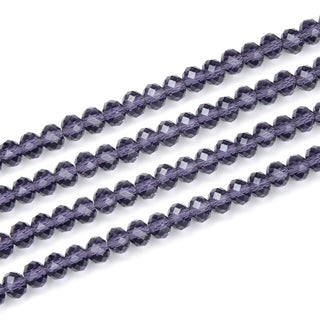 140pcs Creative Club Faceted Rondelle Crystal Glass Beads, Amethyst Purple, 8x6mm, Hole ID 1.1mm, CCR827