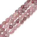 Natural Red Strawberry Quartz Gemstone Oval Tumbled Pebble Beads, Irregular, 8mm to 12mm, Hole ID 1mm, 15 Inch/1 Strand, GZ12-20