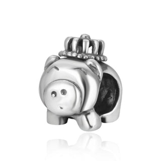 Real Solid Sterling Silver Pig Charm Lucky Chinese Zodiac Bead, Compatible with Pandora All...