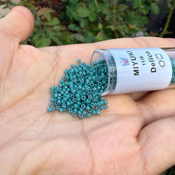 7.5g Miyuki Delica 11/0 Seed Beads, Duracoat Opaque Dyed Eucalyptus DB2131