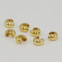 20pcs 925 Sterling Silver Crimp Bead Knot Cover, End Caps, Real 18K Yellow Gold Plated, Size Selections: 3mm/4mm/5mm/6mm