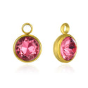 10pcs Grade A July Ruby Birthstone Charm Drops, 18K Yellow Gold Plated Stainless Steel, Tarnish Resistant, 6mm, CCP33-7