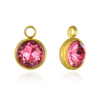 10pcs Grade A July Ruby Birthstone Charm Drops, 18K Yellow Gold Plated Stainless Steel, Tarnish Resistant, 6mm, CCP33-7