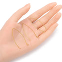 50pcs Raw Brass Marquise Earring Hooks, V Shape Ear Wire, 0.7mm/21 Gauge, 45mm Long, Unplated/Uncoated, CX247