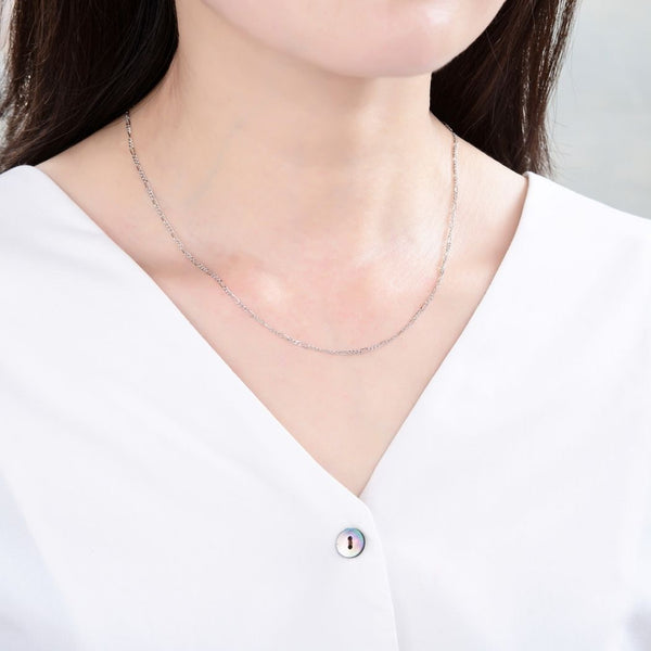 1pc 925 Sterling Silver Figaro Link Chain Necklace, Tarnish Resistant Rhodium Plated, 1.5mm, Length Selections: 18/20/22/24/26 inch