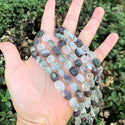 Natural Green Phantom Quartz Gemstone Oval Tumbled Pebble Beads, Irregular, 8mm to 12mm, Hole ID 1mm, 15 Inch/1 Strand, GZ12-33