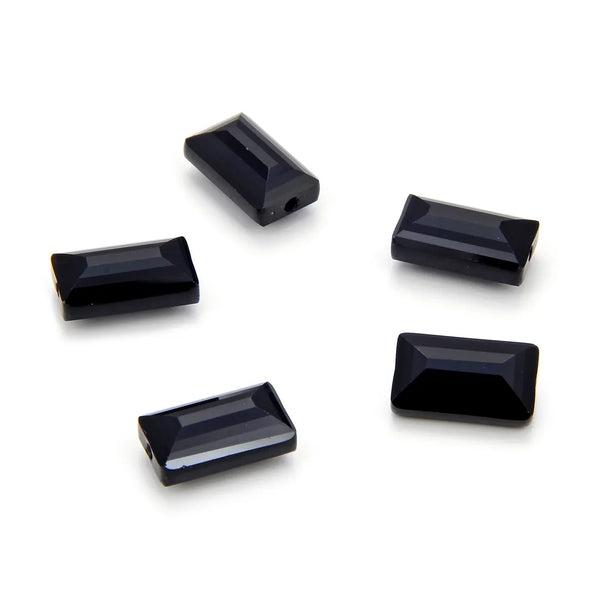 25pcs Adabele Austrian Faceted Rectangle Crystal Beads #5055, Jet Black, 14mm x 8mm, Hole ID 1.2mm, SSRT1423