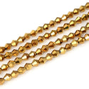 500pcs Creative Club Faceted Bicone Crystal Glass Beads, Gold Aurum, 4mm (0.16 Inch) Small Tiny, Hole ID 0.9mm, CCB433