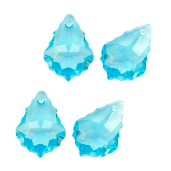 20pcs Creative Club Faceted Crystal Glass Baroque Chandelier Pendant Drops, March Aquamarine Blue Birthstone, 22x13mm Large, Hole ID 1mm, CCF-10