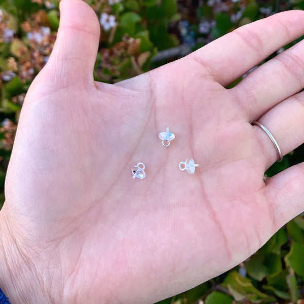 10pcs 925 Sterling Silver Screw Eye Pin Bails, Glue-on Pendant Connector, Cup Size Selections: 3/4/5/6/8mm