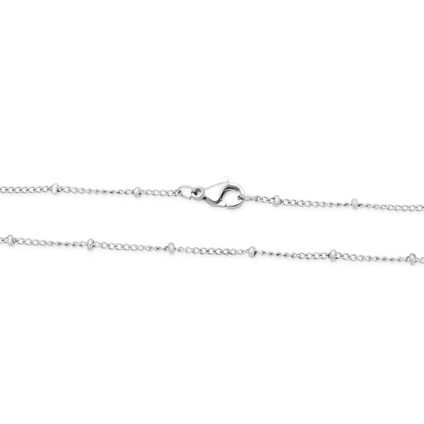 5pcs 304 Stainless Steel Beaded Curb Chain Necklaces (18 Inch/20 Inch/22 Inch)
