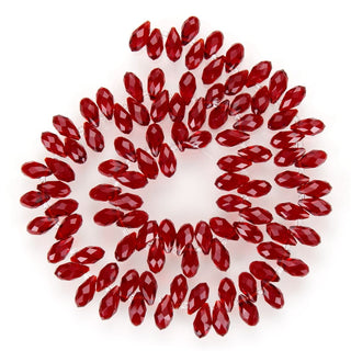 200pcs Creative Club Faceted Teardrop Briolette Crystal Glass Beads, Pendant Drop, Siam Red, 12x6mm, Hole ID 1mm, CCT2-5
