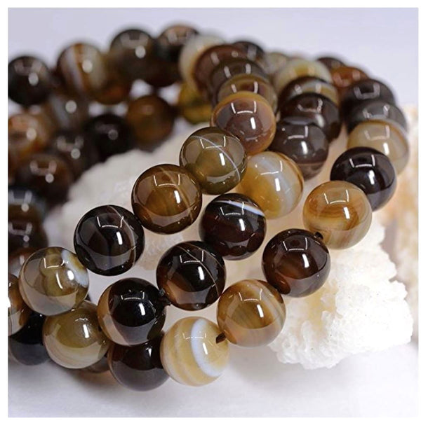 AAA Natural Banded Brown Agate Gemstone Round Beads, 15 Inch/1 Strand, Size Selections: 4mm/6mm/8mm/10mm